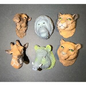 Safari Wild Animal Finger Puppets Set of 6 Rubber Giraffe Gorilla Lion Warthog